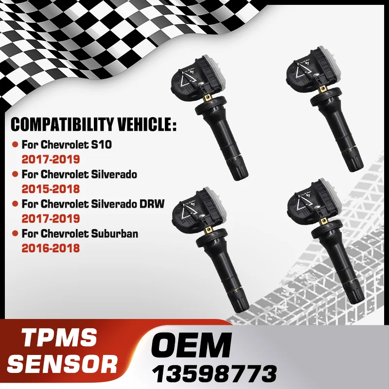 

For Chevrolet S10 Chevrolet Silverado Chevrolet Silverado DRW Chevy Suburban 1/4PCS TPMS Tire Pressure Monitor Sensor 13598773
