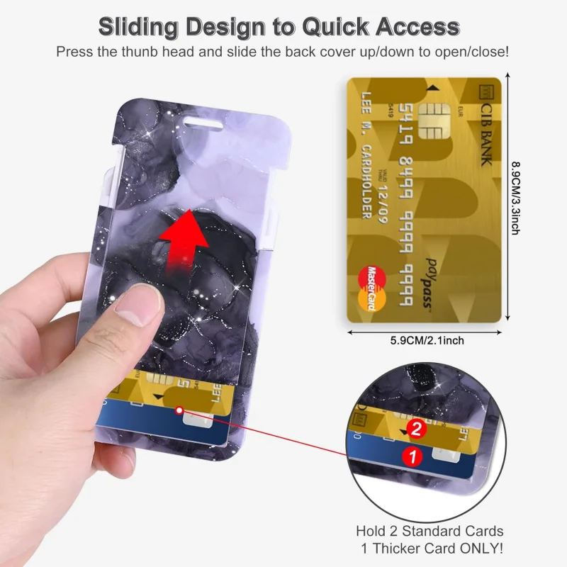 2 ชิ้นผู้ถือป้าย ID แนวตั้ง, ตัวป้องกันบัตรพลาสติกแข็งแบบเลื่อนสำนักงานโรงเรียนพยาบาลบัตรเครดิตบัตรใกล้เคียง (B