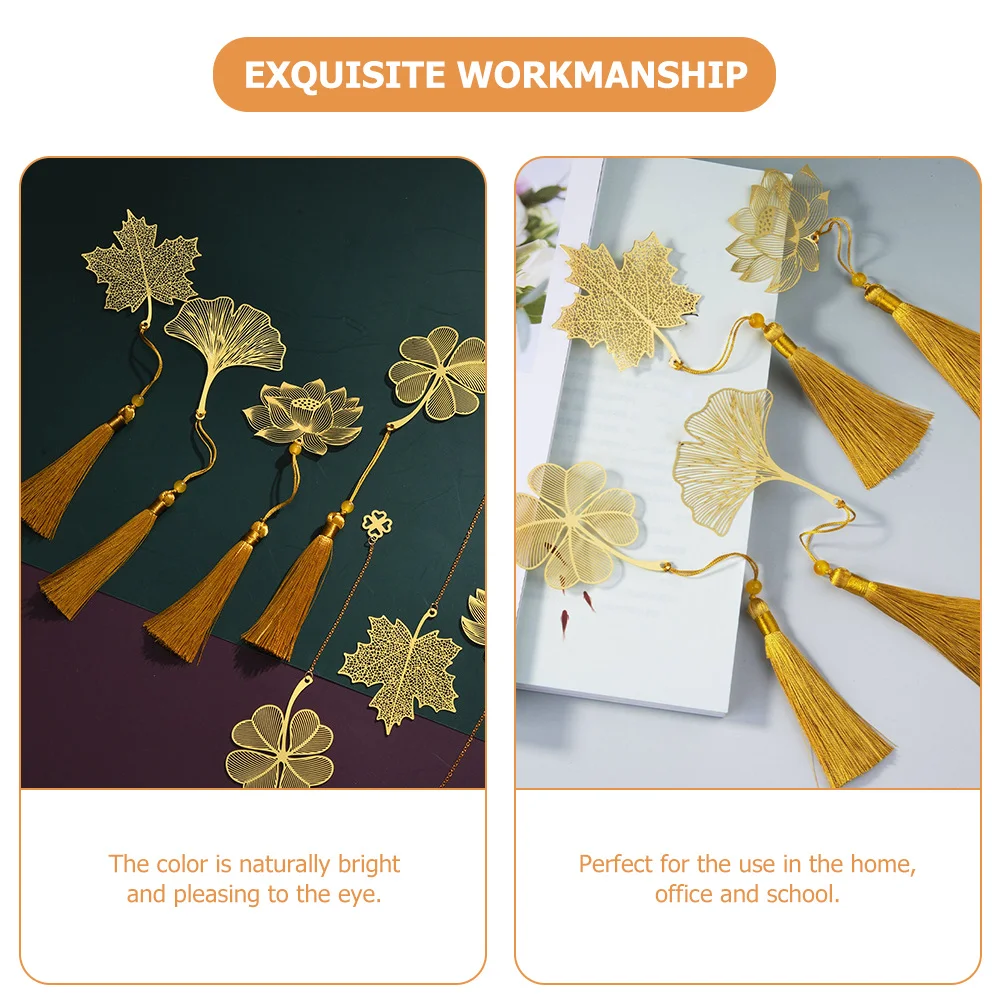 

4Pcs Hollow Metal Bookmarks Leaf Shaped Creative Lightweight Decorative Bookmarks Gift for Readers Reading Accessories