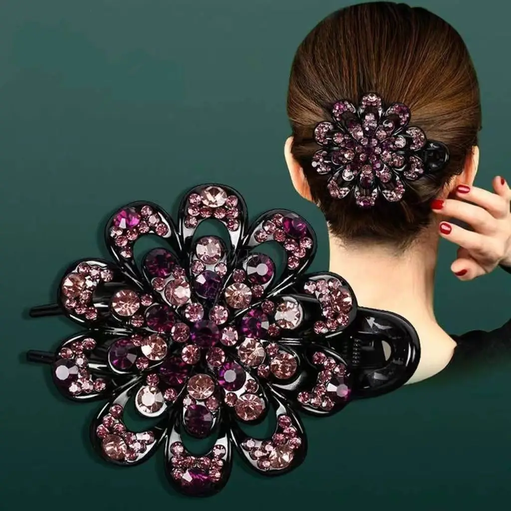 H 新しいヘアピン女性後頭部ヘアクリップ頭飾りマザースタイルヘアアクセサリーエレガントなアヒルビルクリップ女性