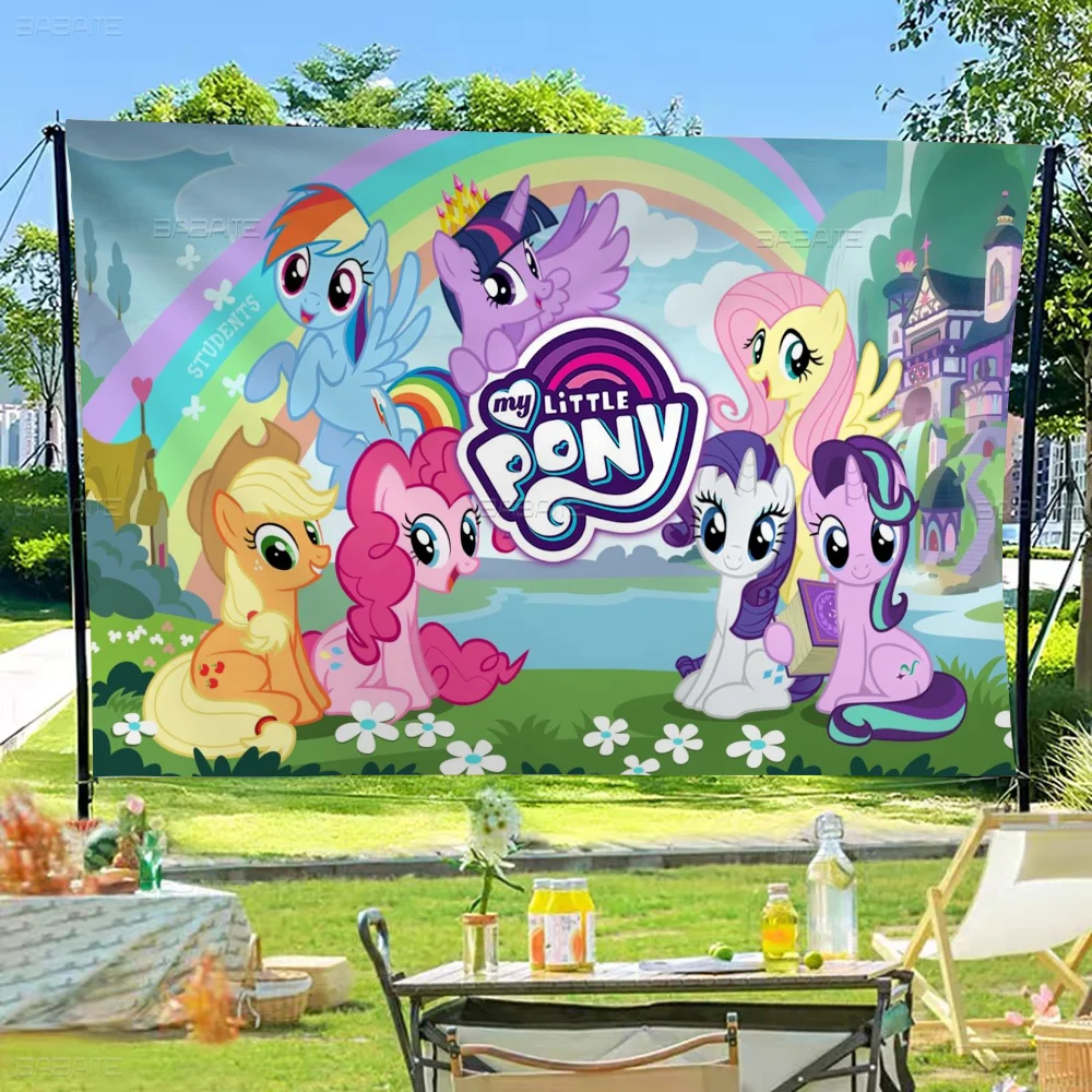 Animation M-My L-Little Pony Cartoon Flag Wall Hanging Banner Decoration Household Home Decor