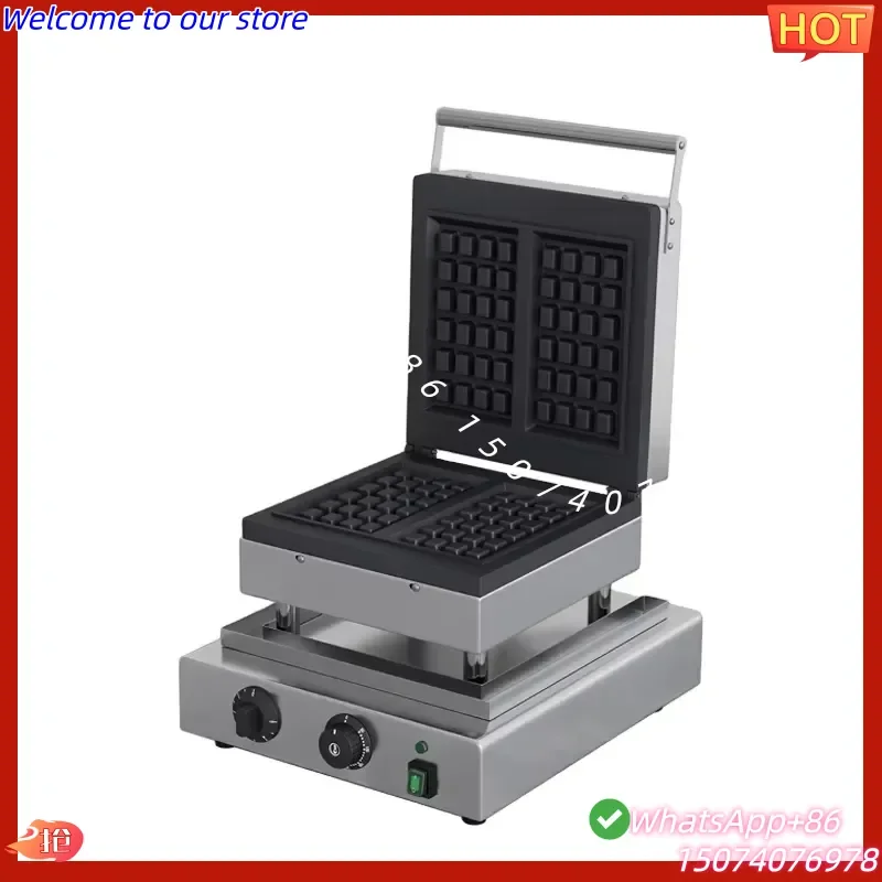 2026 Waffle Maker Machine Single-Head Commercial 2-Slice Stainless Steel Pancake Machine for Milk Shops and Sandwich