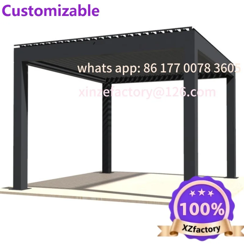 Customizable Outdoor Pergola Leisure Pavilion Top Venetian Waterproof Shade Aluminum Garden Backyard