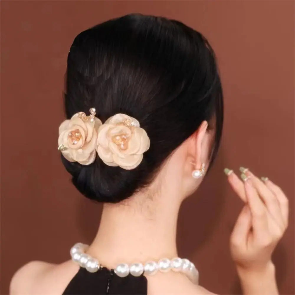 Fashion Alloy Flower Hair Clip Flexible Non-slip Twist Hairstyle Bun Hair Styling Tool Hair Bun Roller Hair Accessories