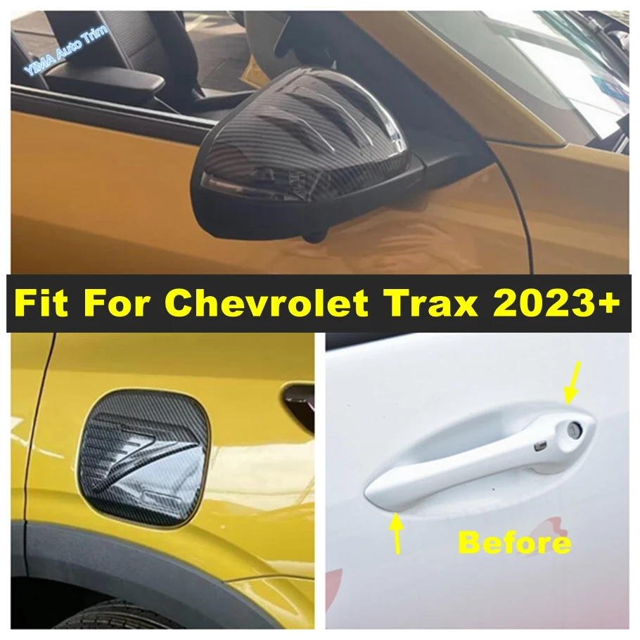 

Side View Wing Mirror / Door Handle Bowl / Oil Gas Tank Cap Cover Trim Fit For Chevrolet Trax 2023 2024 Carbon Fiber Accessories