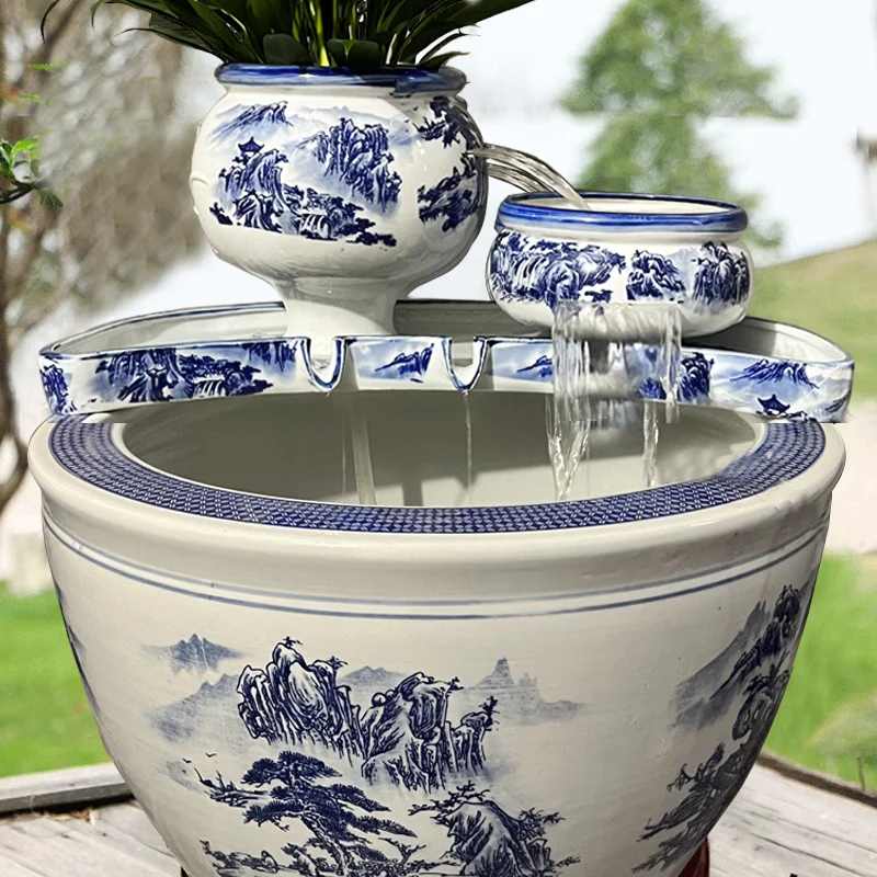 

Water tank circulation filter Flowing water waterfall ceramic ornament Ancient fish tank oxygenation circulation filter Pottery