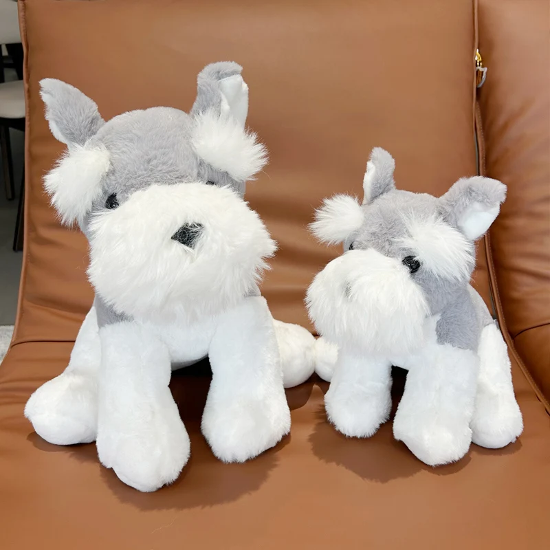 

27/35cm Simulation RealLife Pets Schnauzer Plush Toys Stuffed Fluffy Animal Cute Puppy Baby Appsease Dog Doll for Kids Xmas Gift