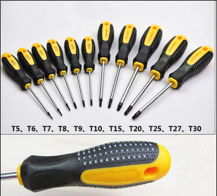 Torx 마그네틱 구멍이 있는 스크루 드라이버, 가정용 전화 수리 수공구, T5 T6 T7 T8 T9 T10 T15 T20 T25 T27 T30, 1PC