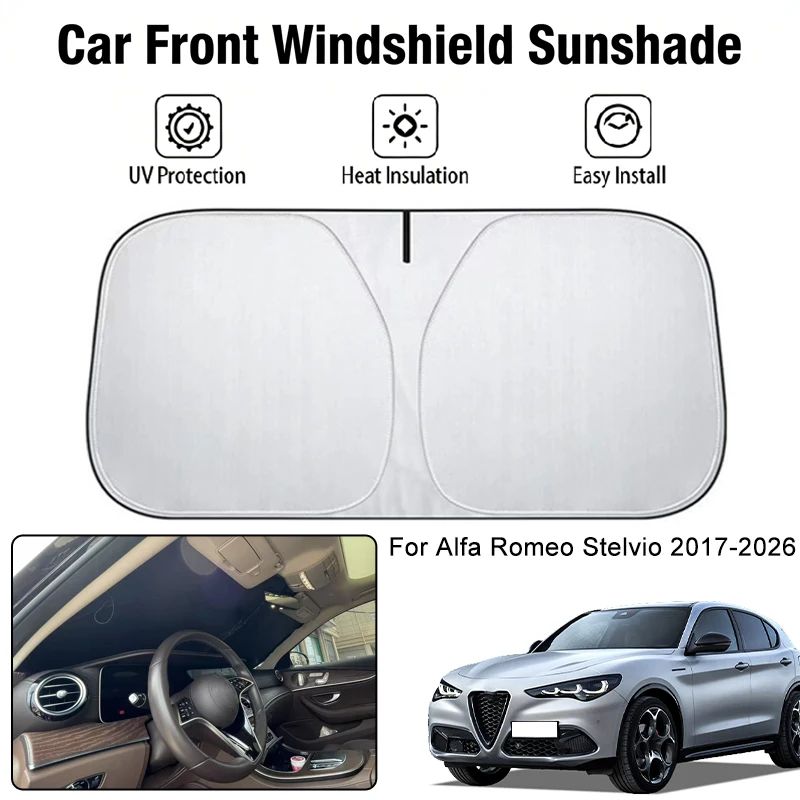 

Car Front Windshield Sunshade Cover For Alfa Romeo Stelvio 2017-2026 UV Block Heat Insulation Auto Interior Accessories
