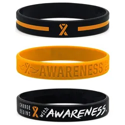 1pc/3pcs orange thin ribbon line rubber bracelet silicone wristband