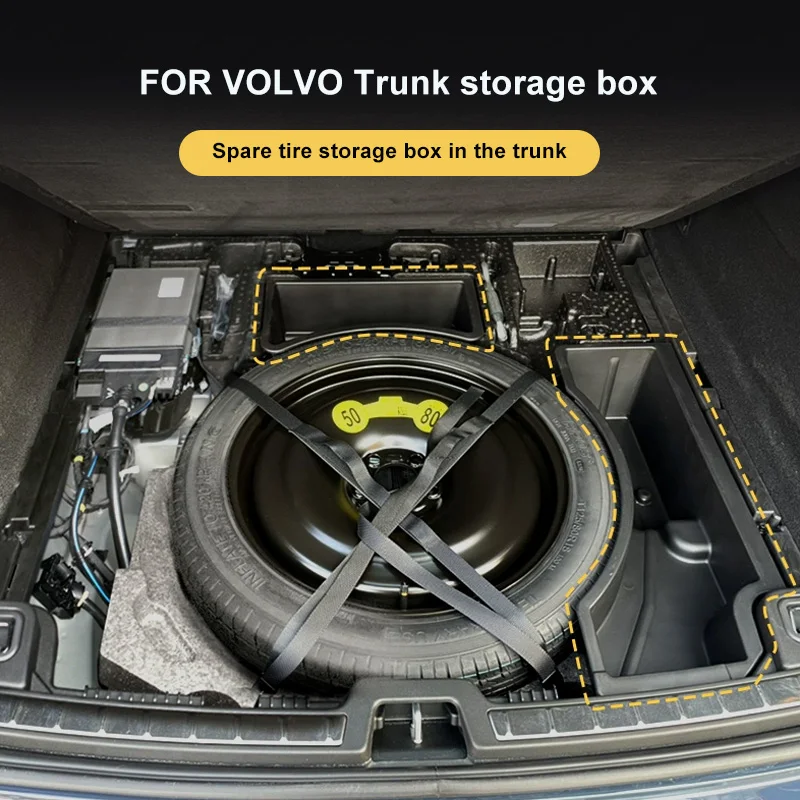 For Volvo spare tire storage box 2018-2024 XC60 trunk storage box storage box Car accessories