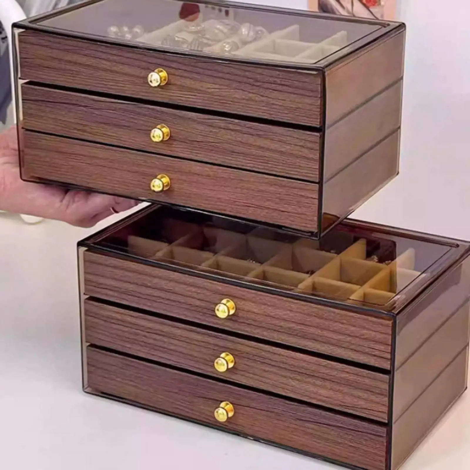 Large Capacity Jewelry Storage Box with Clear Top Accessories Organizer for Rings Necklaces and Bracelets