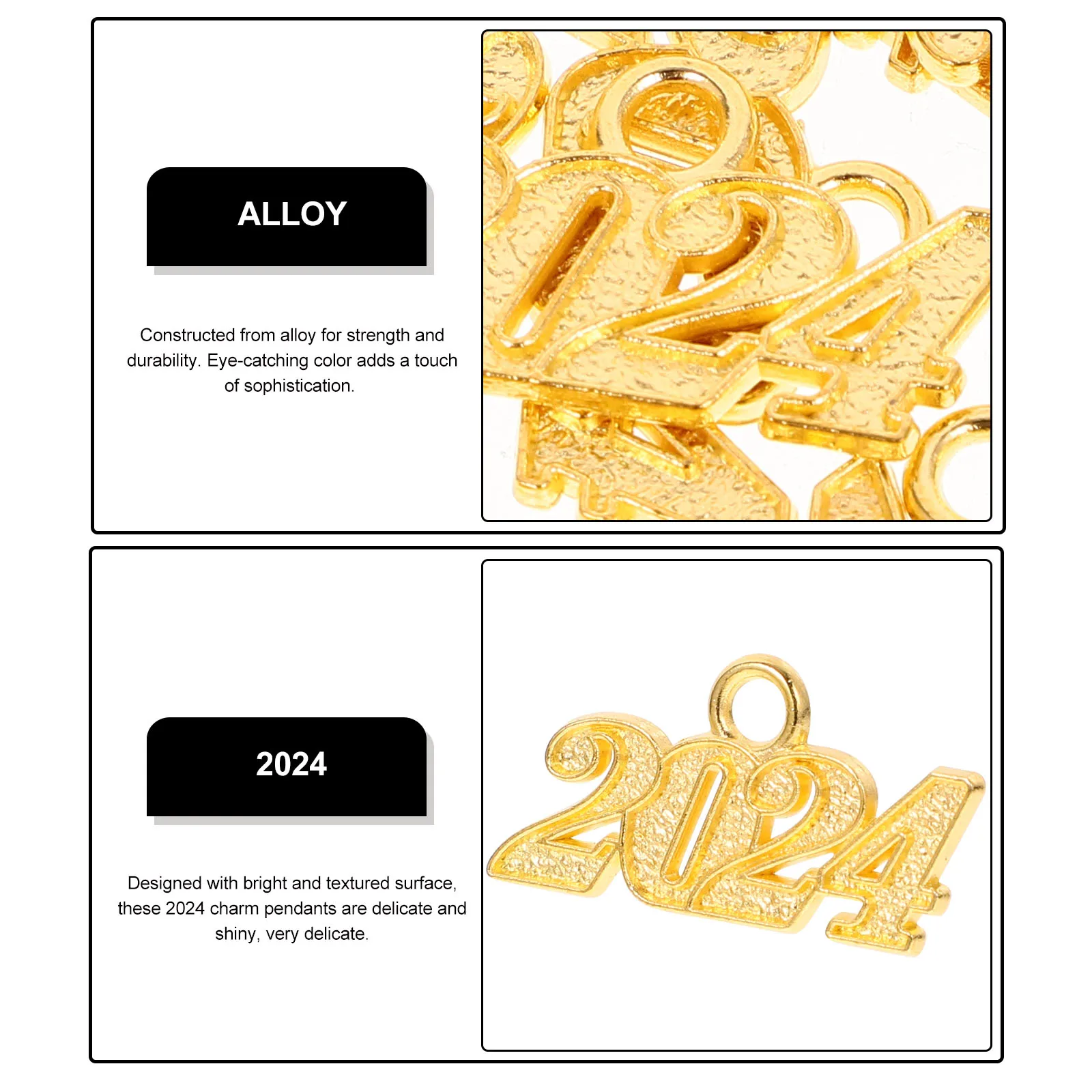 

50 Pcs Charm Necklace Number Pendant Charms for Diy Craft Tassel Mini Metal Year Decoration Golden