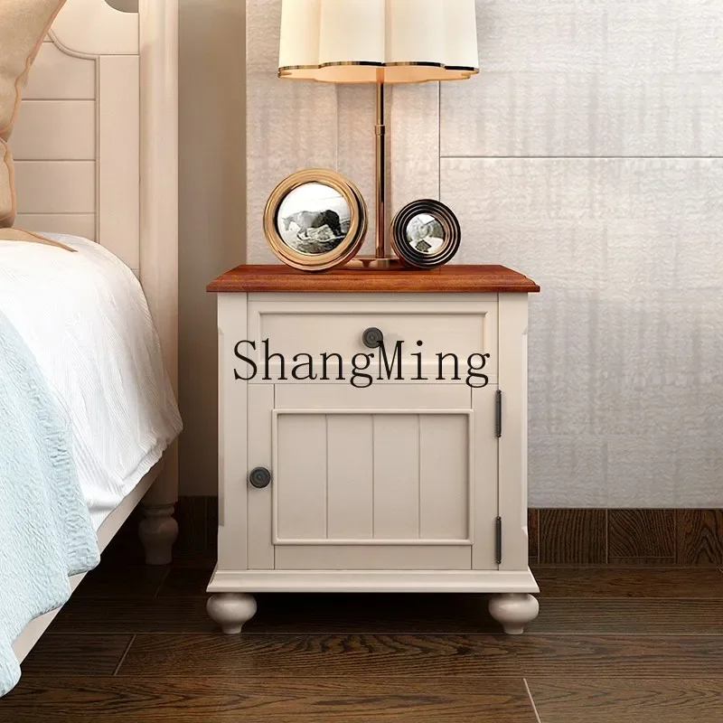 SM bedside table Solid wood modern simple storage cabinet Bedroom e****mical drawer cabinet