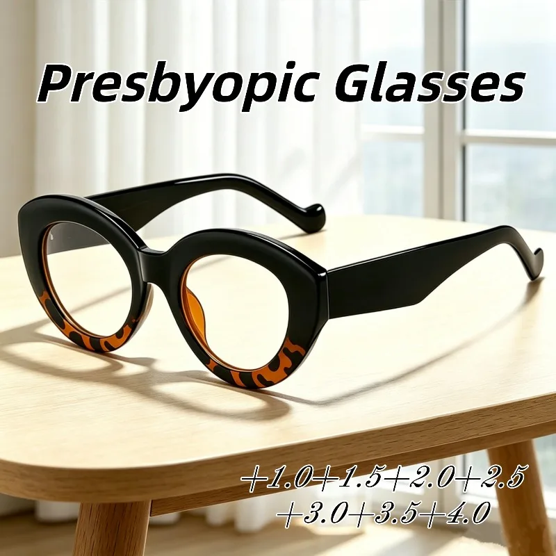 

New Vintage Cat-Eye Anti Blue Light Presbyopia Eyeglasses Women's Outdoor Street Style Large-Frame HD Ultralight Reading Eyewear