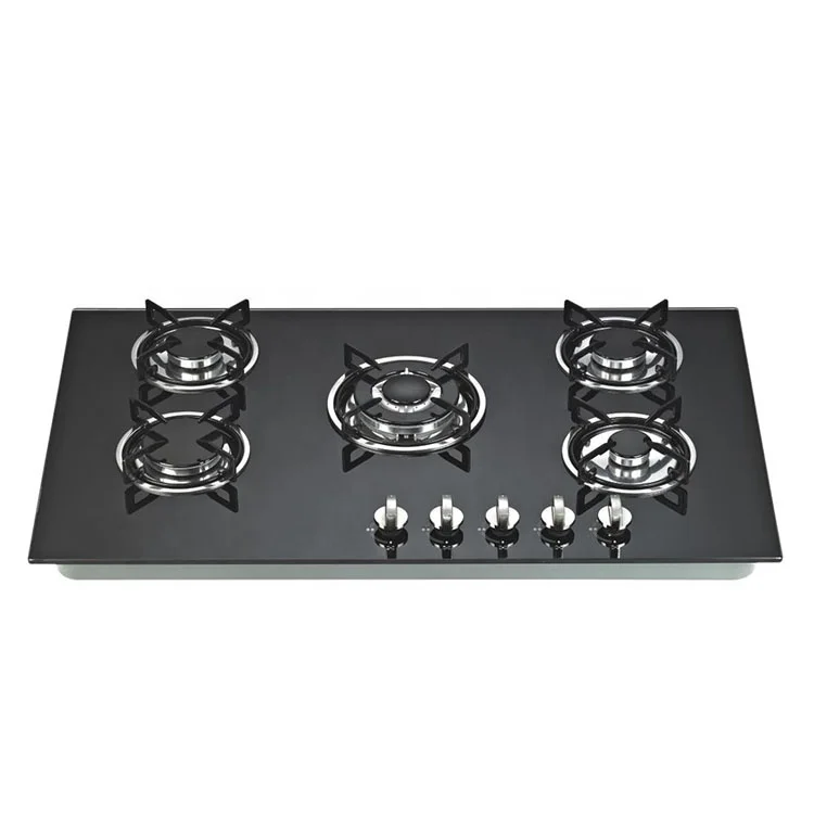 Cooking appliances tempered glass lpg gas hob 5 burners gas stove