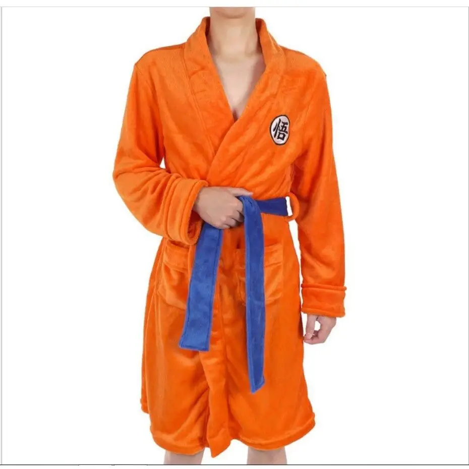 Anime dragão filho Goku Kakarotto roupão, roupão de banho, quimono japonês, pijamas quentes de inverno, loungewear, vestido de noite, laranja