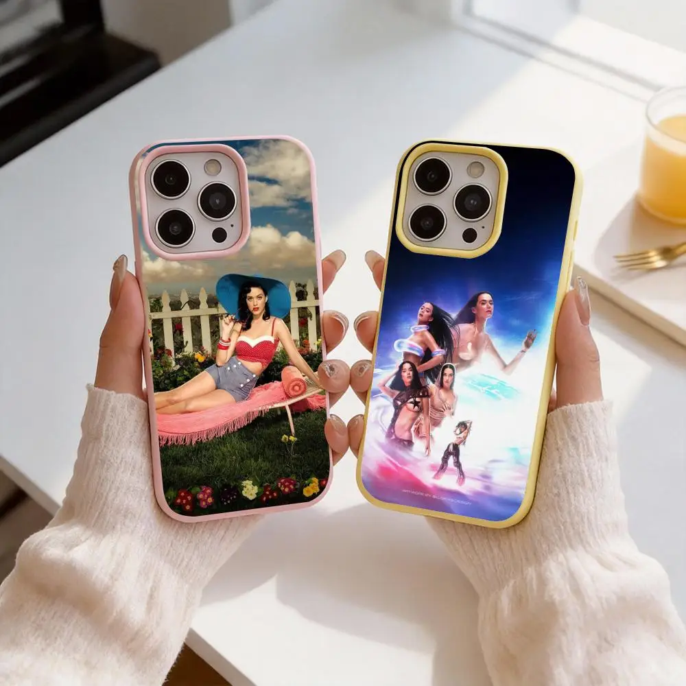 Singer K-Katy Perry Phone Case 2-in-1 Detachable Clear Phone Case with Card Holder for iPhone 12-17 Soft Multi-Color