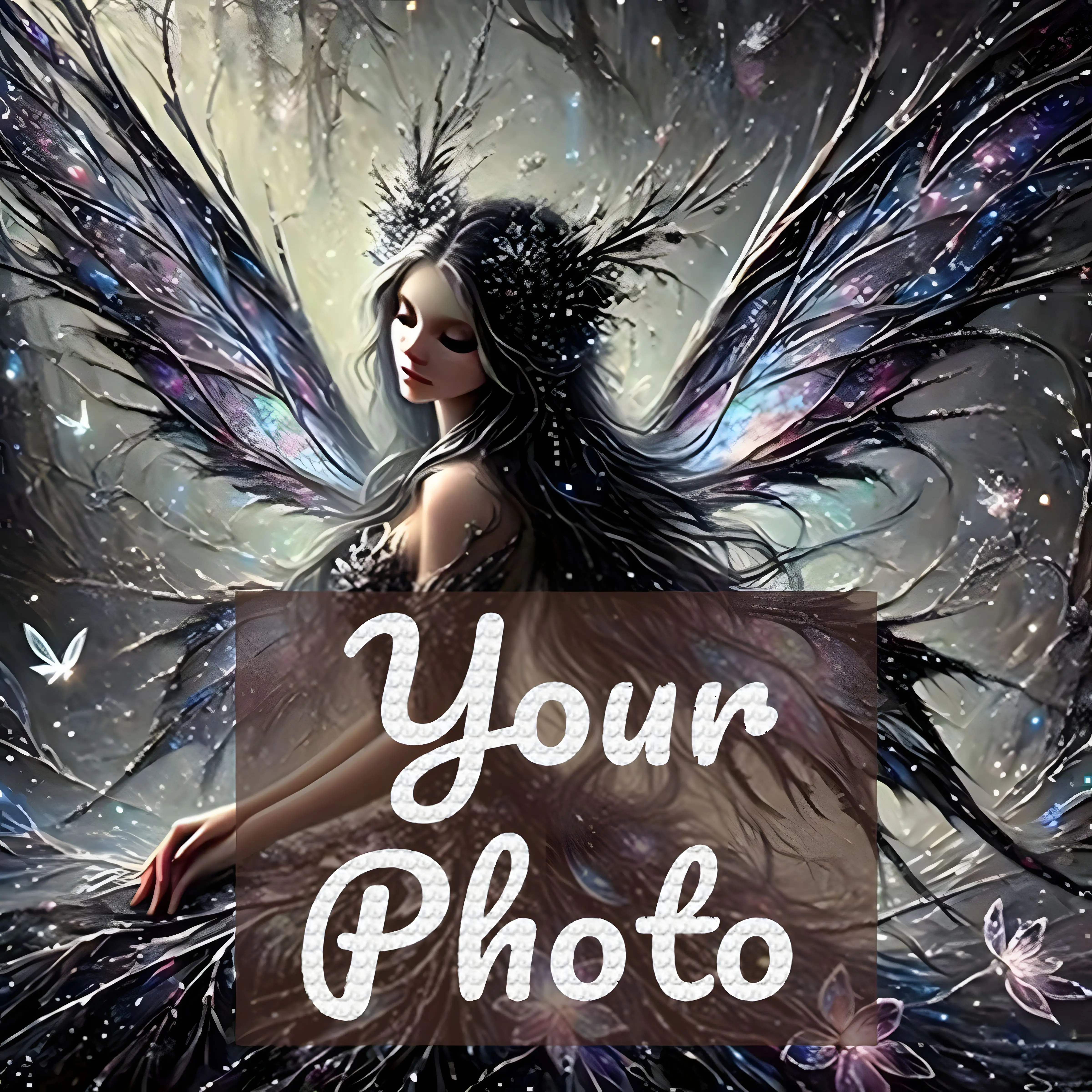 Custom Photo 5D Diamond Painting Kit - Gothic Cosmic Atmosphere Theme, Featuring Skull with Crescent And Peonies Blooming