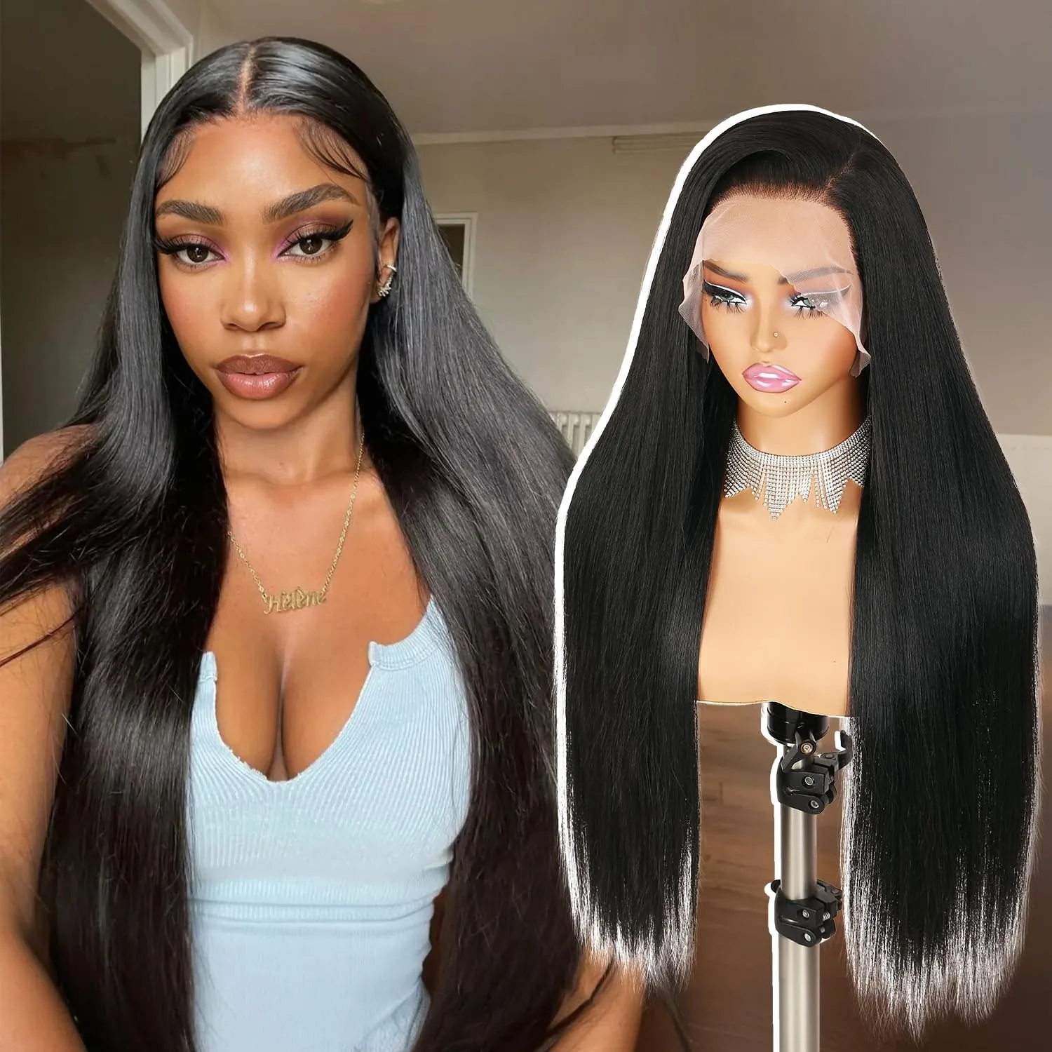 

13x4 Bone Straight Lace Front Wigs For Black Women Pre Plucked With 30 40 Inch Baby Hair Frontal 13x6 Brazilian Human Hair Wigs