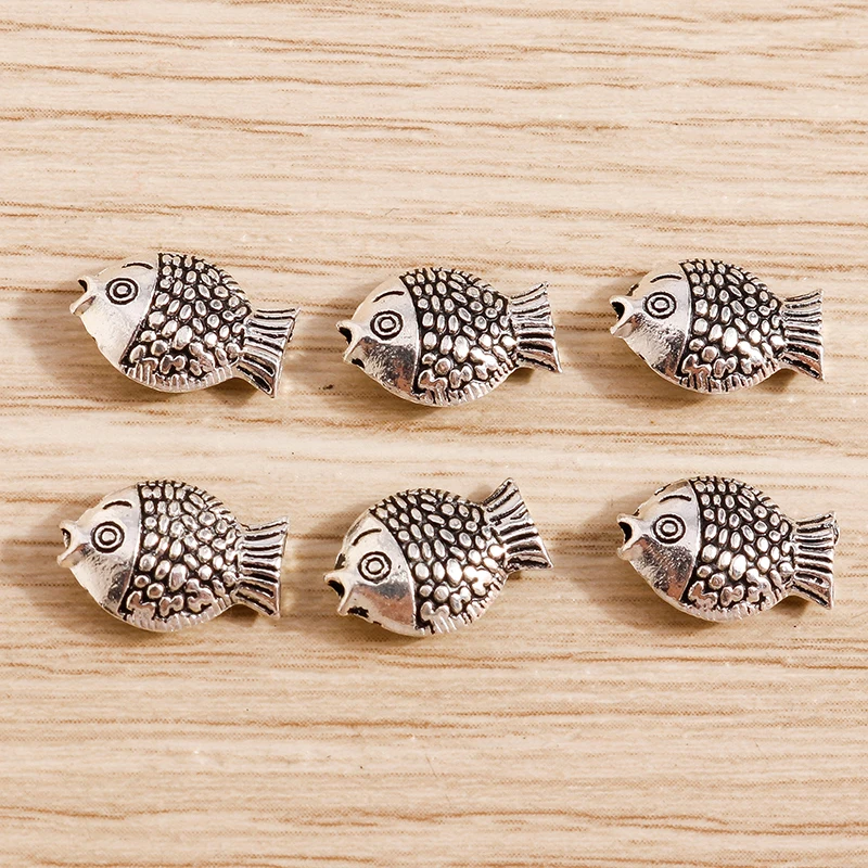 

Tusember 30Pcs 8*12mm Cute Alloy Charms Beads Fish Pendants For DIY Necklaces Earring Jewelry Making Findings