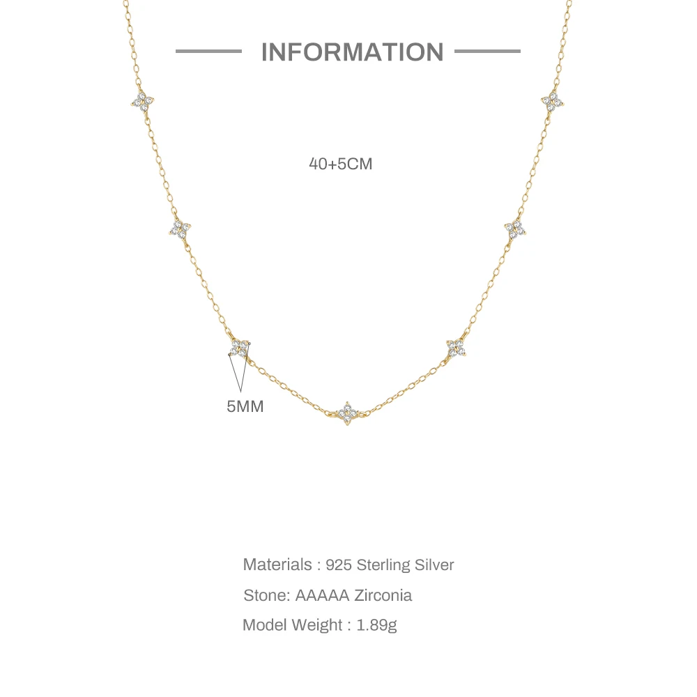 قلادة نسائية فاخرة من ROXI بها 4 نجوم متدلية على شكل زهرة لامعة مرصعة بالكريستال سلسلة من الفضة الإسترليني عيار 925 هدايا مجوهرات لحفلات الزفاف