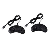 2X Gamepad Wired 6-Key USB Game Controller Joypad For Sega Genesis / Md Pc / 2 Y1301 / Mac Mega Drive Black Plastic