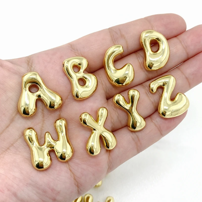 2024 New 26 Letter Initial Necklace 18K Gold Plated Bubble Letter Necklace Fat 3D Letter Pendant Necklace for Women Men