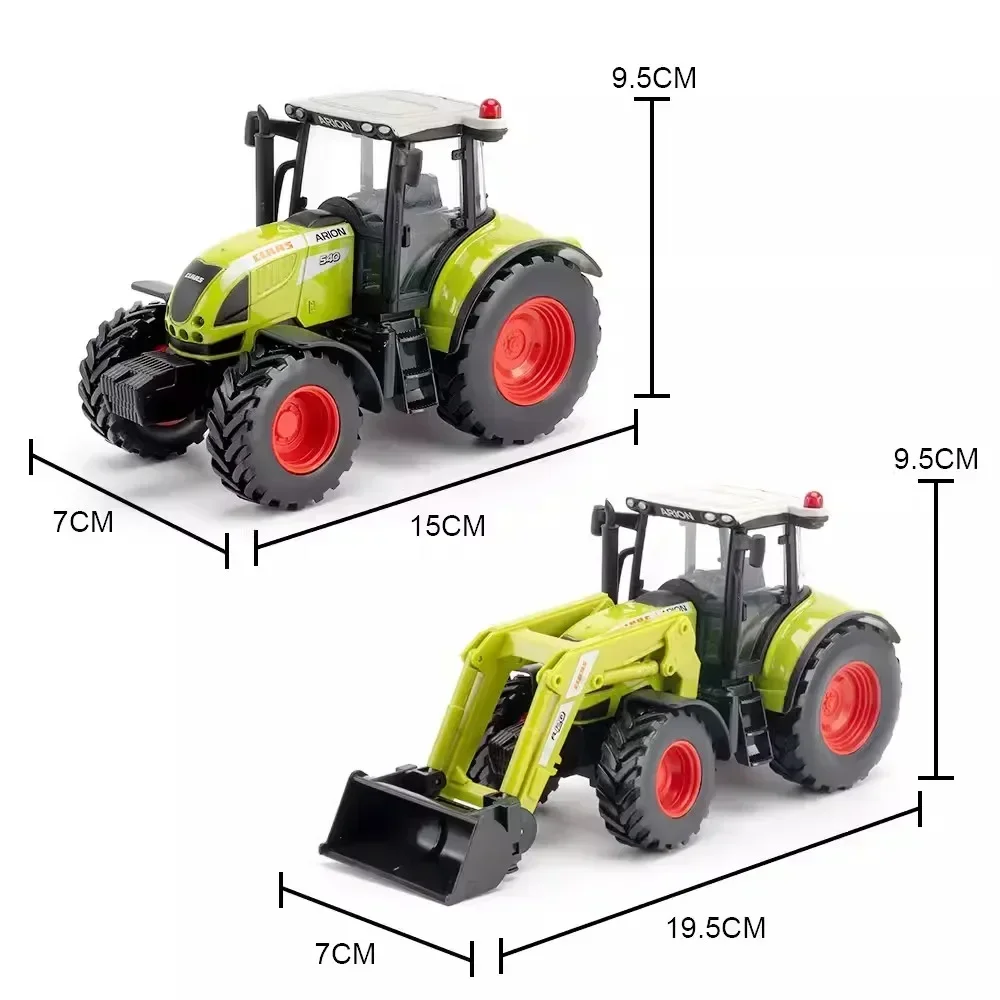 1:32 Alloy Diecast Agricultural Tractor Toy Models Front Wheel Turn Simulated Hydraulic Rod Slide Forward Tractor Toys For Kids