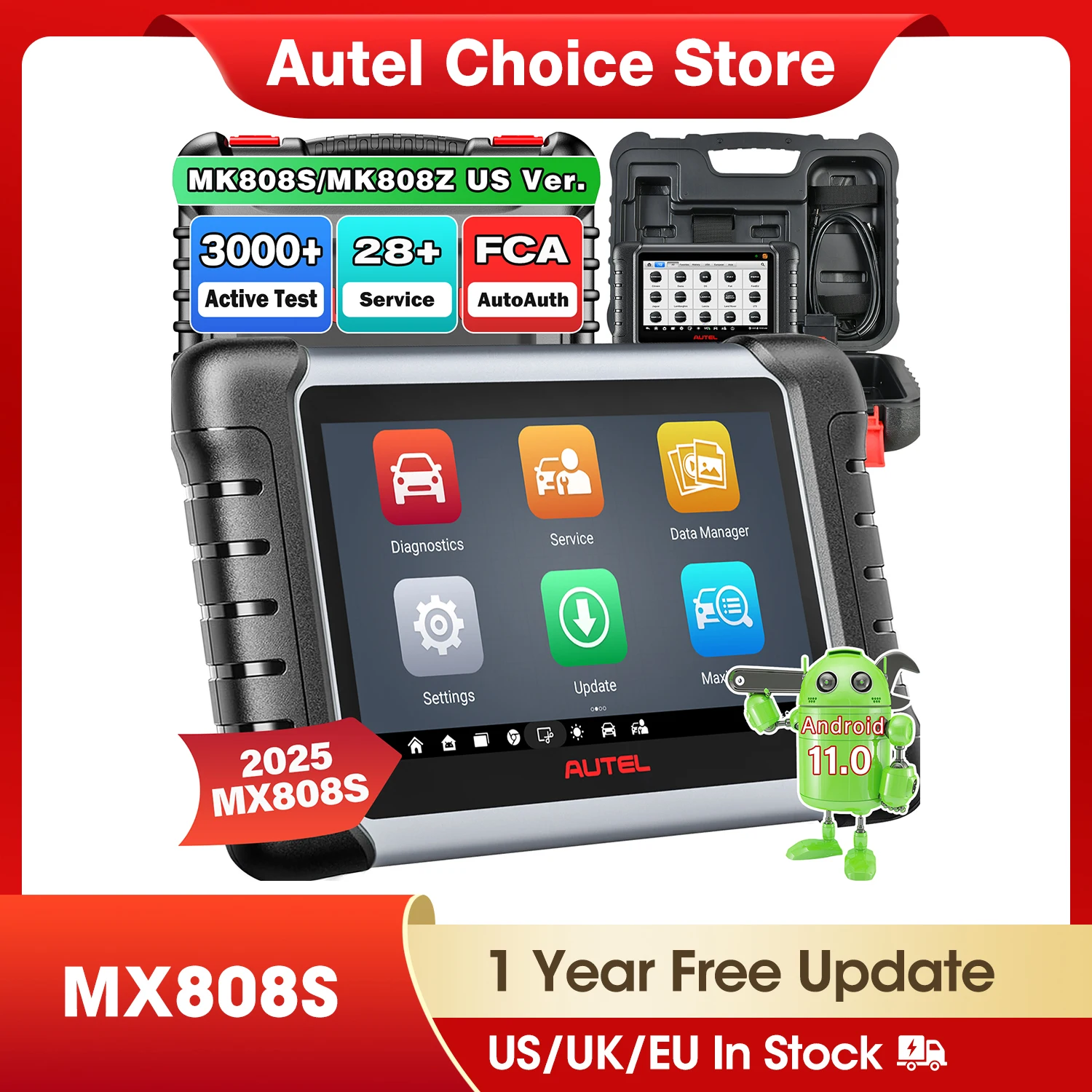 Autel MaxiCheck MX808S OBD2 Scanner Car Bi-directional Diagnostic Tools OE All Systems Diagnostic 28+ Services Same as MK808S