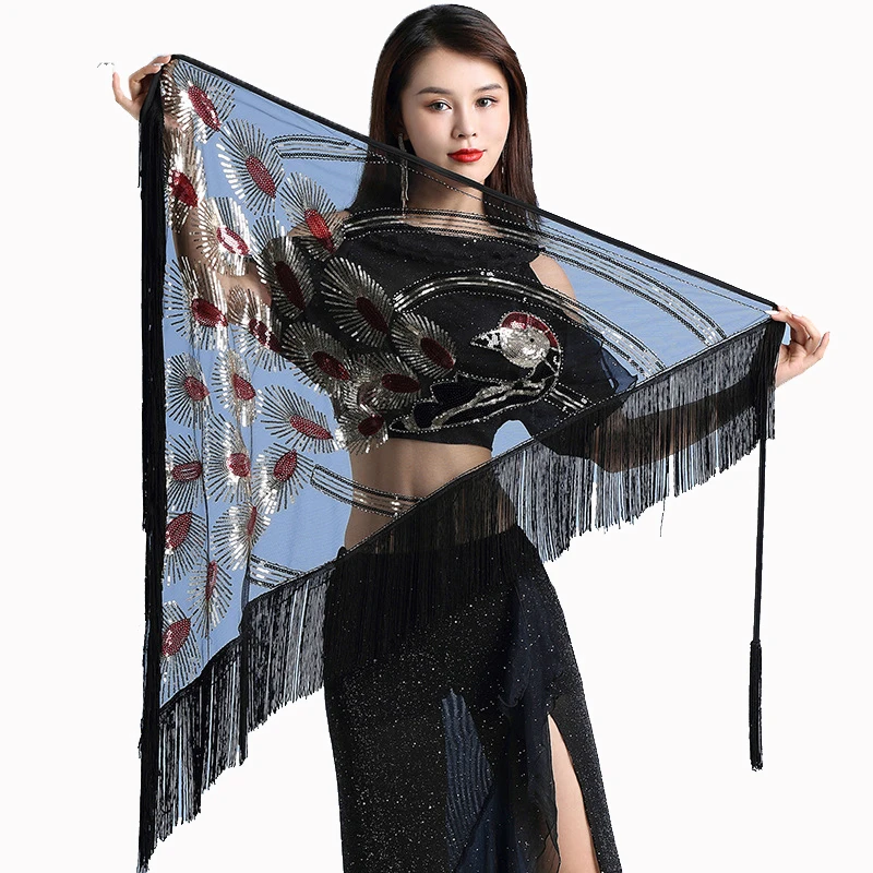 

Belly Dance Hip Scarf Women Tassels Triangle Belt Bling Sequins Oriental Dance Performance Costumes Carnival Waist Chain Clothes