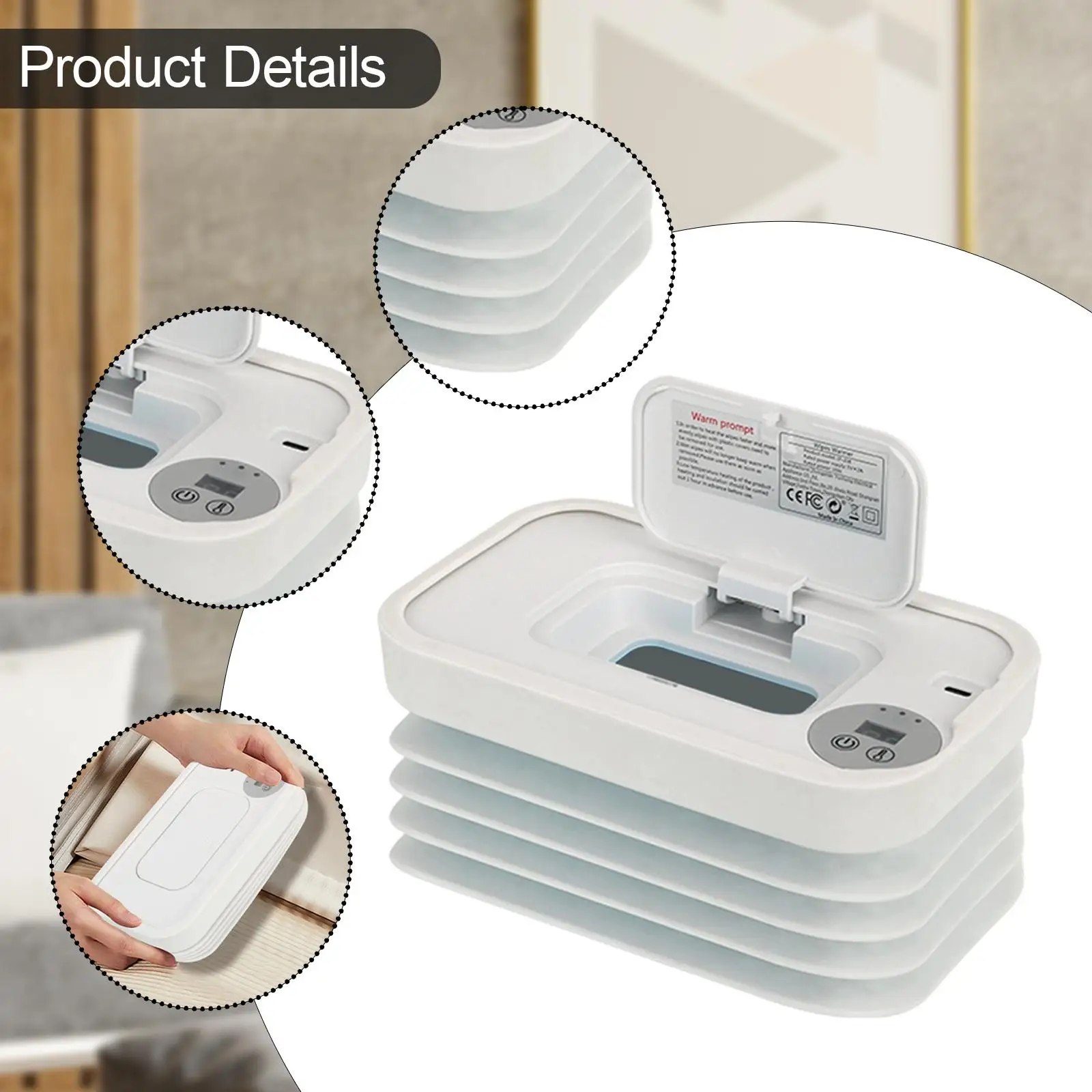 Wischwärmer und Spender, Wischtuchheizung, intelligenter Thermostat 55/60/65 ° C Heizbarer, verstellbarer Windeltuchwärmer für Reisen, Mütter