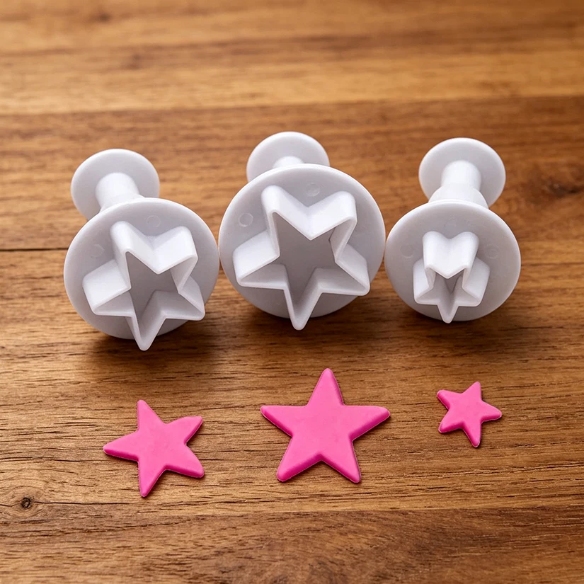 3 Pcs/Set Star Loving Heart Round Flower Square Cake Cutter Sugarcraft Cookie Mold Fondant Cake Decorating Tools