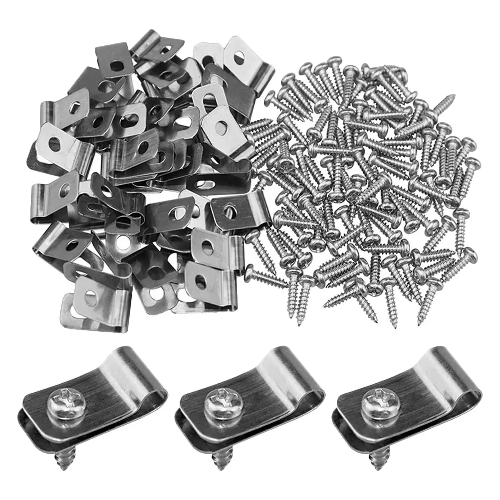 

100 set Stainless Steel Wire Fence Clips Aluminum Clamps Garden Pet Cage Durable Outdoor Metal Fencing Supplies Strong Rustproof