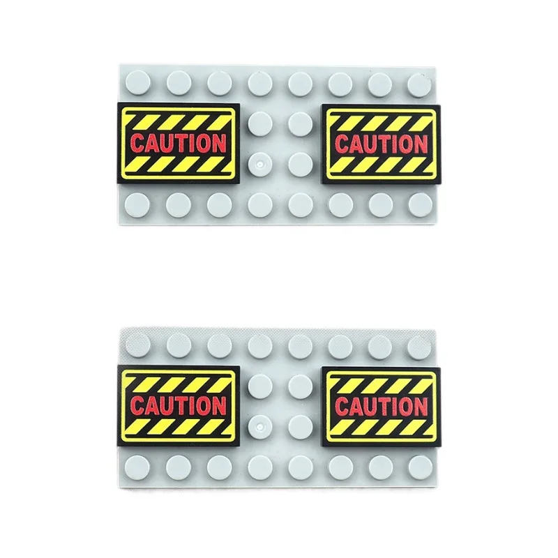 وحدات بناء جسيمات MOC للأطفال ، مطبوعة ، مشهد تحذير ، نمط تحذير ، حرف قرمزي ، طوب مطبوع ، هدية لعبة ، 100 ، 100 #4