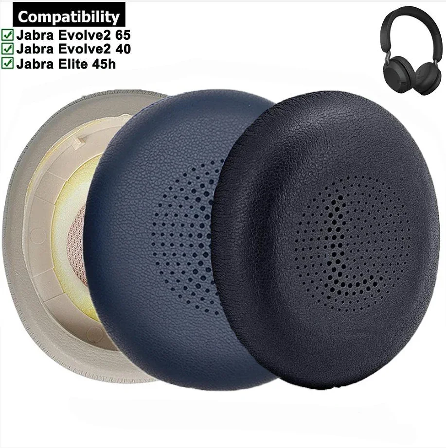 

1Pair Leather EarPads Suitable for Jabra ELITE 45H Evolve2 65 Headphone Elastic Foam Earpads Ear Pads Sponge Cushion Replacement