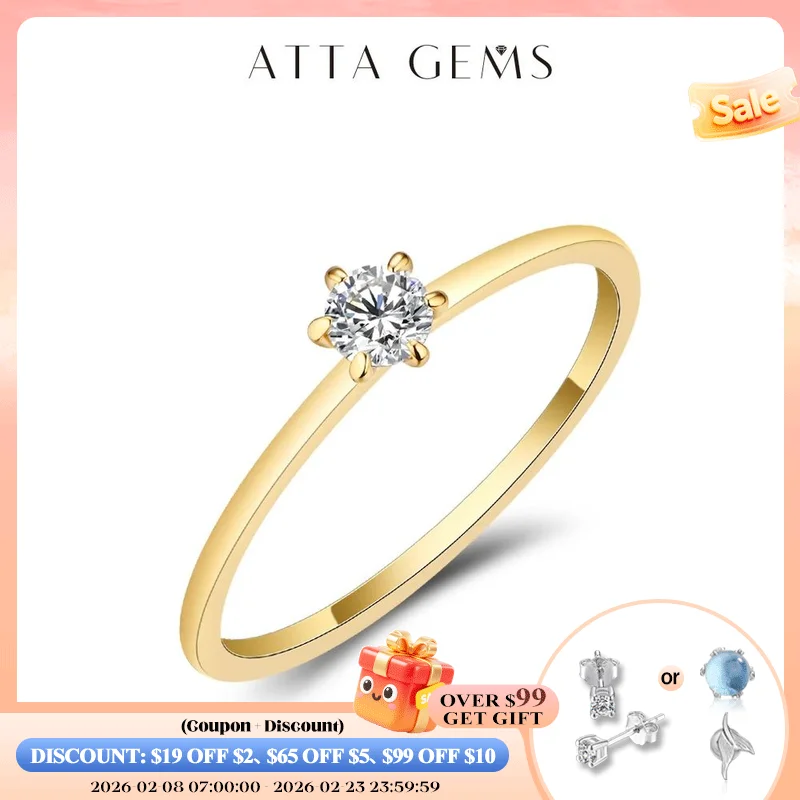 

ATTAGEMS AU585 14K Yellow Gold 3.5MM Moissanite Rings for Women Handmade AU750 18K Gold Rings Engagement Bride Gift Fine Jewelry