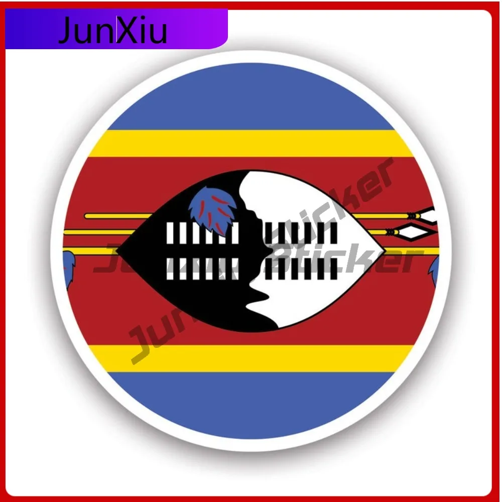 

Round Swazi Flag Weather Resistant Waterproof Sport For Laptop Motorcycle Car Body Removable Easy Apply Decoration Funny