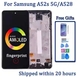 삼성 A52s A528 용 AMOLED LCD 디스플레이, 터치 스크린 디지타이저 LCD, 삼성 A52S 5G LCD 교체 부품, 6.5 인치