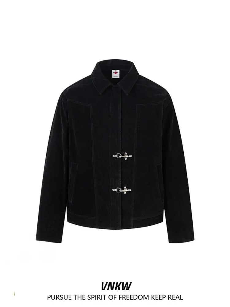 

Cleanfit Retro Sle Men's ort Biker Jaet Vintage Faux Suede Outerwear Cleanfit Simple Airplane Bule Couple's Jaet