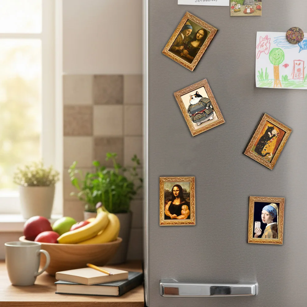 The Kiss Cats Kühlschrankmagnet, Vintage gerahmte Magnetkunst für Küche, Kühlschrank und Heimdekoration, einzigartiges Geschenk für Katzenliebhaber – Detail 8