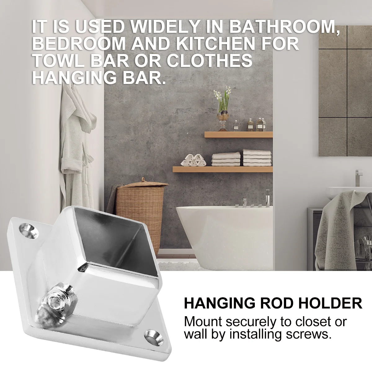 

2pcs Stainless Steel Tube Holder Heavy Duty Closet Rod Support Wall Mounted Hanging Bracket For Bathroom Wardrobe Balcony