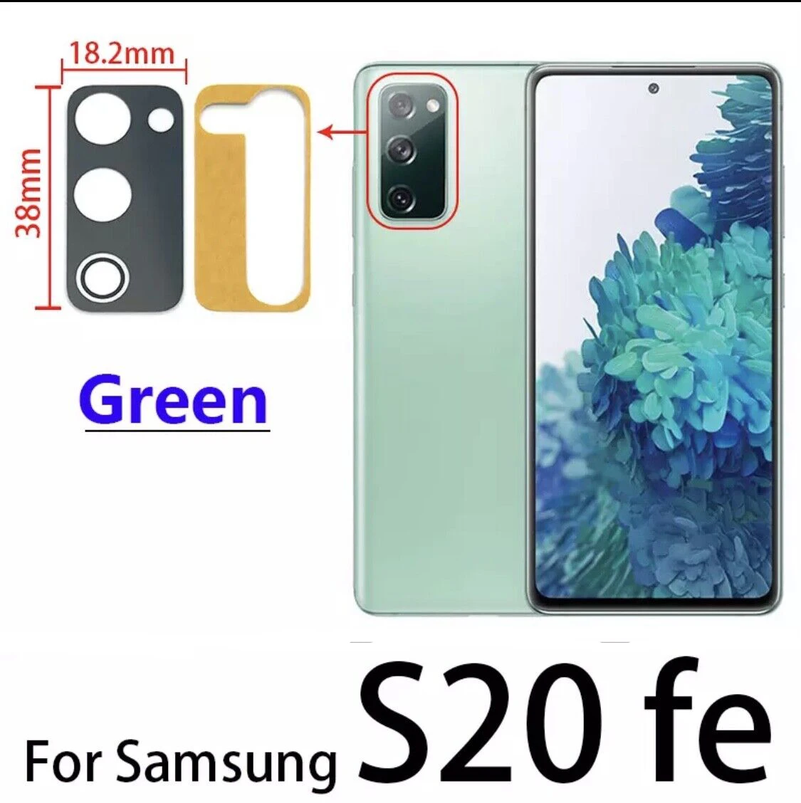 For Samsung Galaxy S20 FE S20fe Back Camera Lens Glass With Frame And Adhesive Sticker Replacement Parts