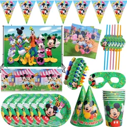 Juego de vajilla desechable con dibujos animados para niños, paquete de vasos y platos con temática de Mickey Mouse, MINISO, recuerdo de cumpleaños, evento, fiesta, Baby Shower