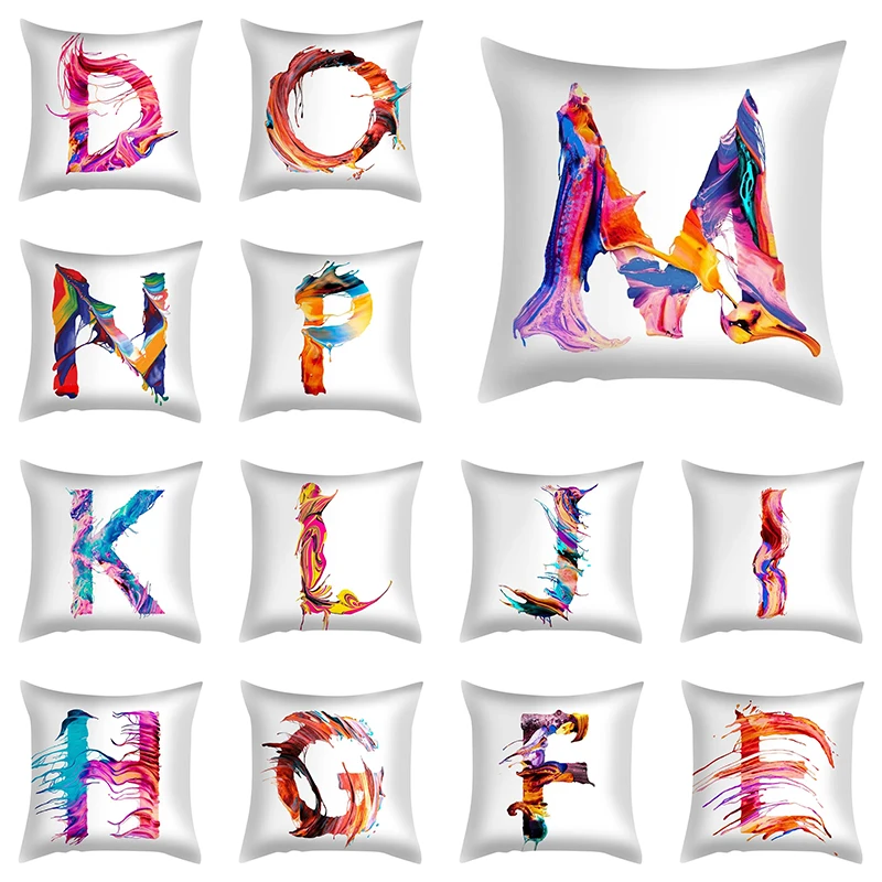 

Personalized colorful letter graffiti print pillowcase living room sofa bedside cushion cover bedroom room home decoration