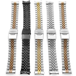 22mm Stainless Steel Five-piece links Watch Strap Curved Solid/Hollow End Links Watch Band For Seiko SKX007 SRPD61 Accessories