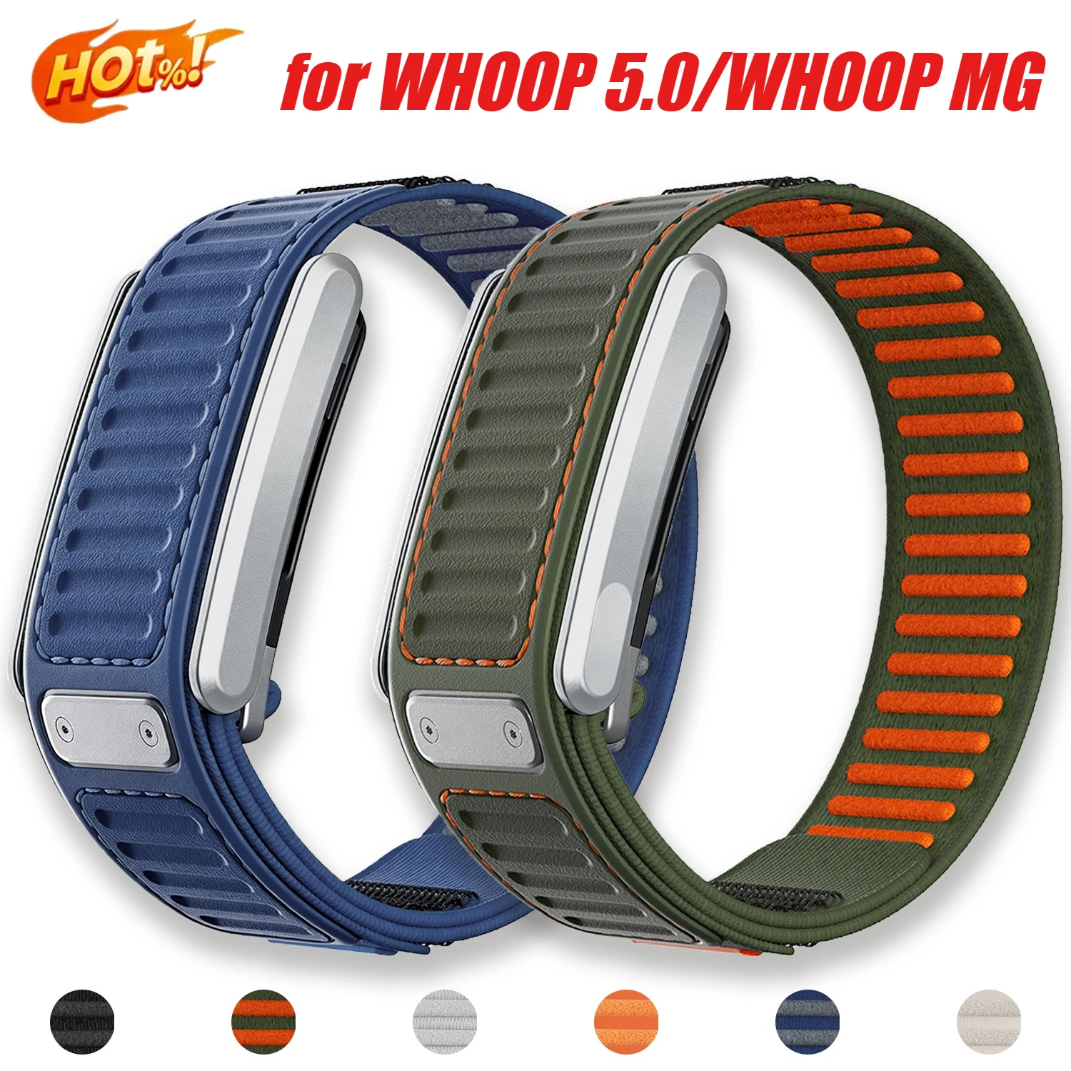 Two-color Nylon Woven Sports Watch Band for WHOOP 5.0/WHOOP MG Replacement Band Heavy-Duty Rugged Sport Daily Wear Waterproof