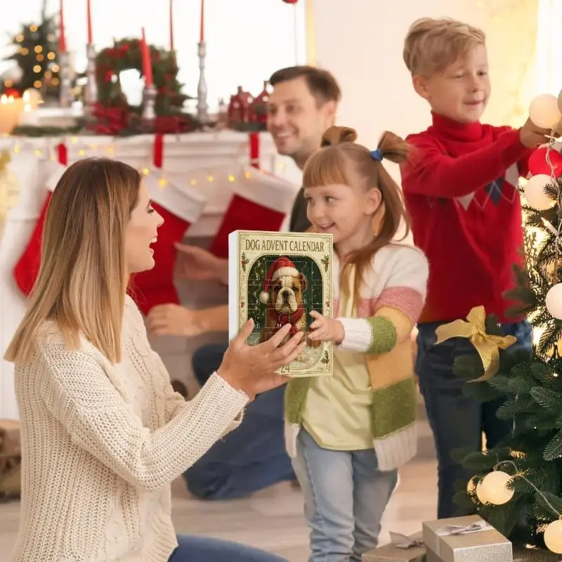 D5BB عيد الميلاد احتفالي الكلب تحت عنوان تقويم القدوم صناديق عمياء 24 قطعة الحلي الاكريليك #3
