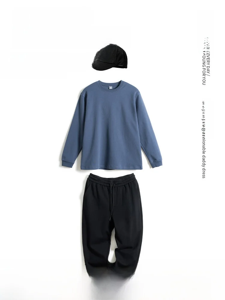 

Middle-Aged Dad Autumn Outfit Set Faionable Loose-Fit Hoodie Men's Mid-Aged Spring Autumn Sweatpants Thi Long Pants Cuffed