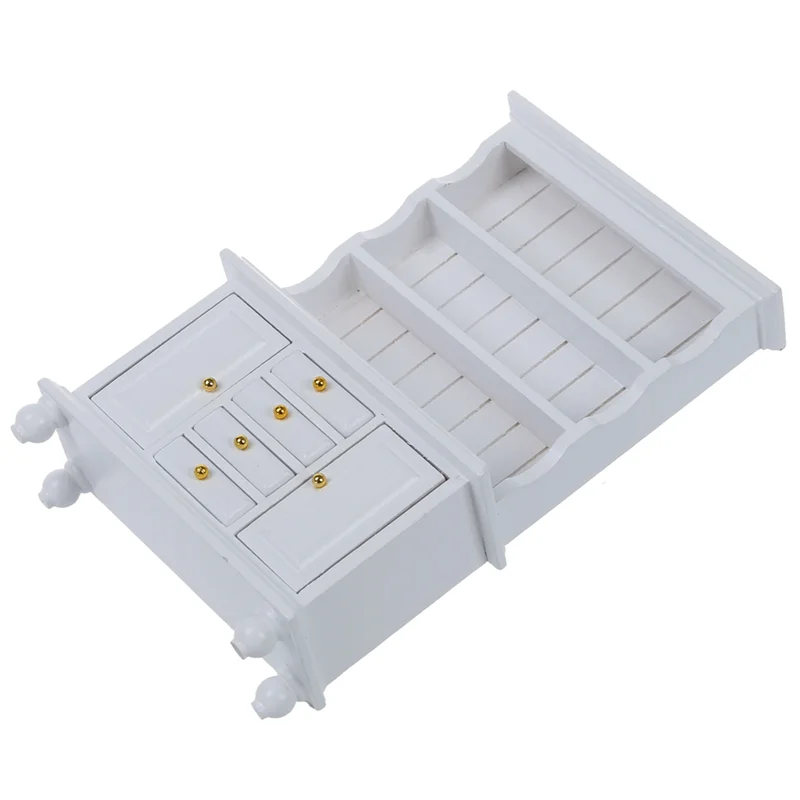 B78B-2X, libreria multifunzione in legno per mobili in miniatura per casa delle bambole 1/12 bianca